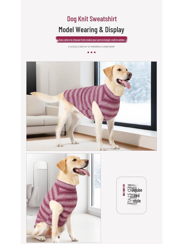 2025 Autumn/Winter Cold-Proof Knitted Dog Sweatshirt for Medium To Large Breeds