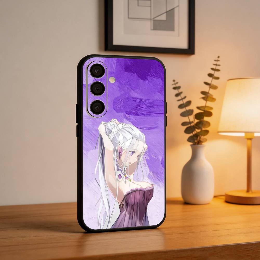 Re Zero Rem Emilia Phone Case For Samsung A73,72,71,A52,51,40,41,A22,A32,31,A13, Soft Black Shell Samsung a73 5g