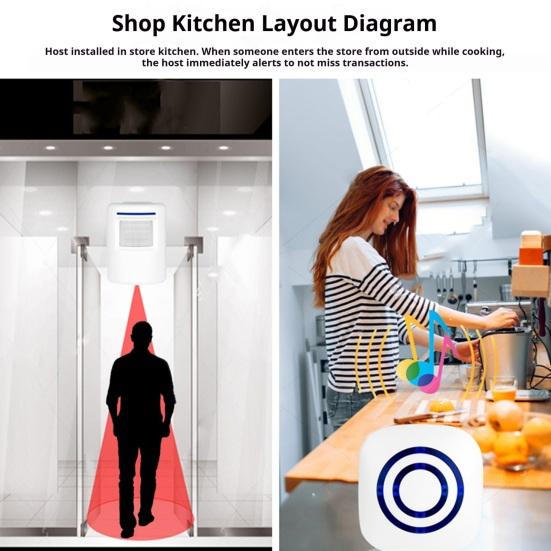 Wireless Motion Sensor Alarm Chime Motion Detector Alert with 2 Sensor