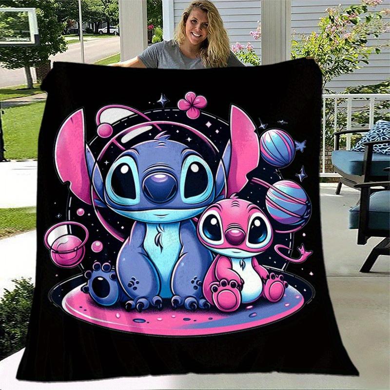 1pc Cute Stitch Printing Blanket - Soft, All-Season Throw for Office Blanket,Personalized Gift with Adorable Cartoon Design