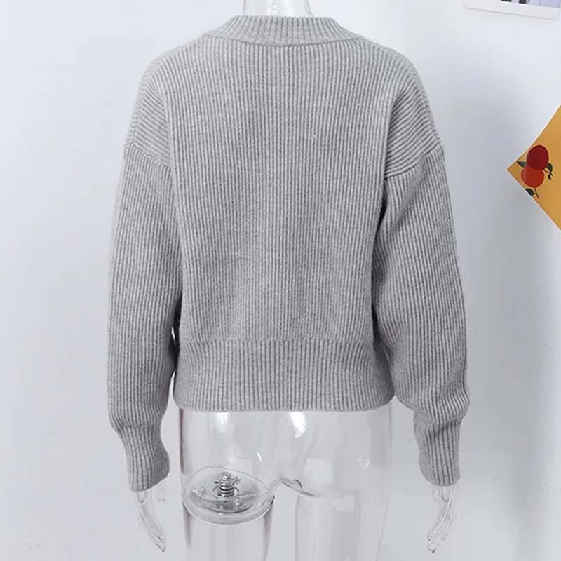 Women Casual O-Neck Knit Cardigan Autumn Winter Loose Long Sleeve Zipper Sweater Vintage Solid  All-matching Knitwear