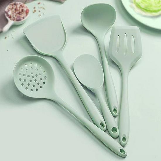 High-Temperature Resistant Silicone Spatula and Ladle Set - Anti-Scald, Slotted Design for Cooking