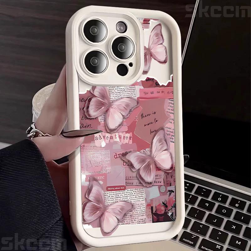 Vintage Süßer Schmetterling Silikon Weiche Handyhülle Für iPhone 16 17 15 14 13 12 11 Pro Max XS XR X 7 8 Plus Stoßfeste Candy Hülle