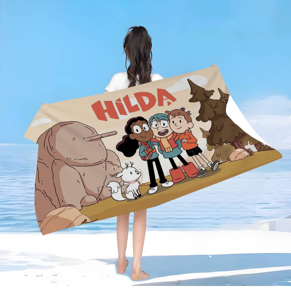 H-Hilda Cartoon Girl Big Microfiber Beach Towels Quick Dry Towel Sand Beach Towels Pool Towel for Travel Swim Pool Yoga