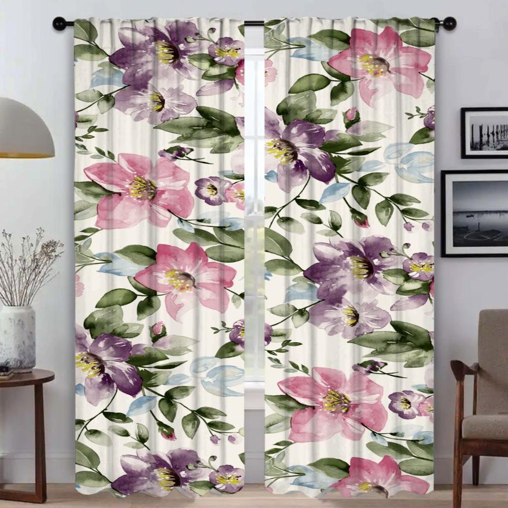 Modern Living Room Curtains for Camera Beauty Flowers Blackout Curtain Halloween Decoration Partition Home Interior Curtains