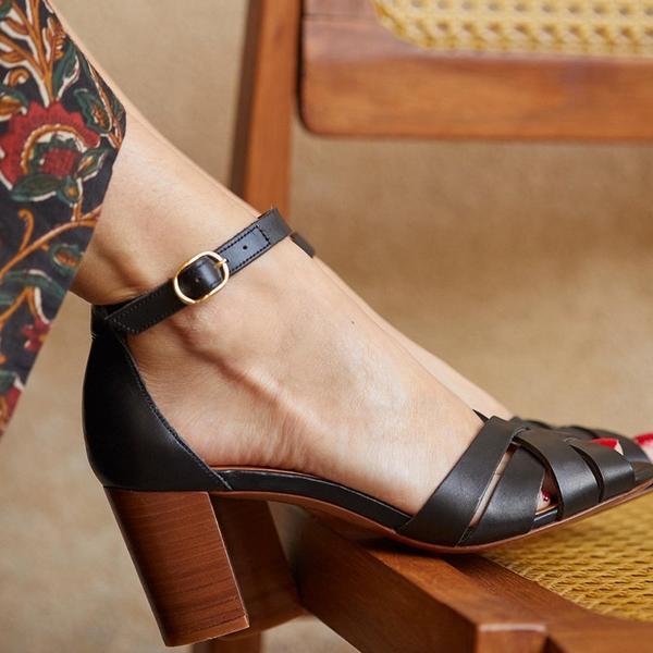 New European and American Style High Heel Thick Heel Buckle Roman Sandals Large Size Sandals