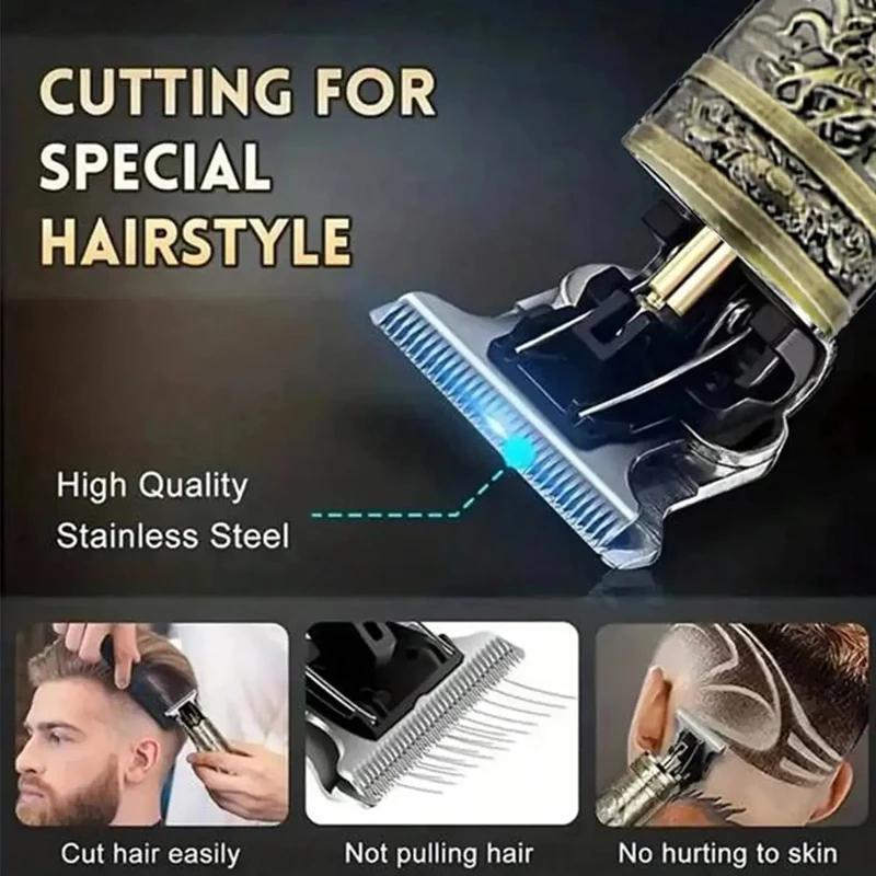 Professional Electric Hair Trimmer for Men Wireless Beard Mustache Grooming Kit Powerful Facial Hair Clipper for Barber Shop