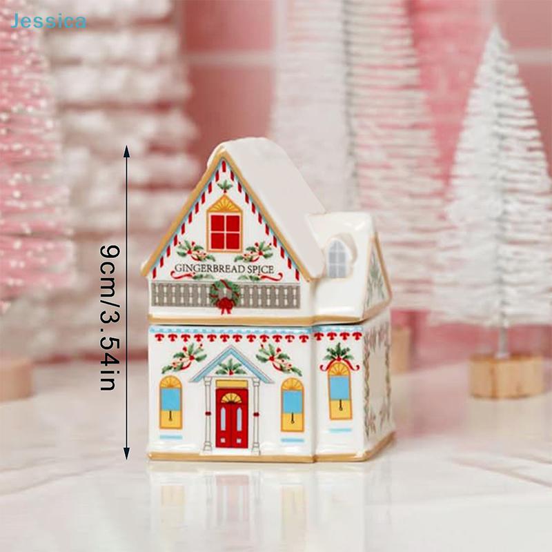 Christmas Holiday Village Spice House Set-Mini Gingerbread Houses Jars Festive Decor Kitchen Countertop Christmas Candle