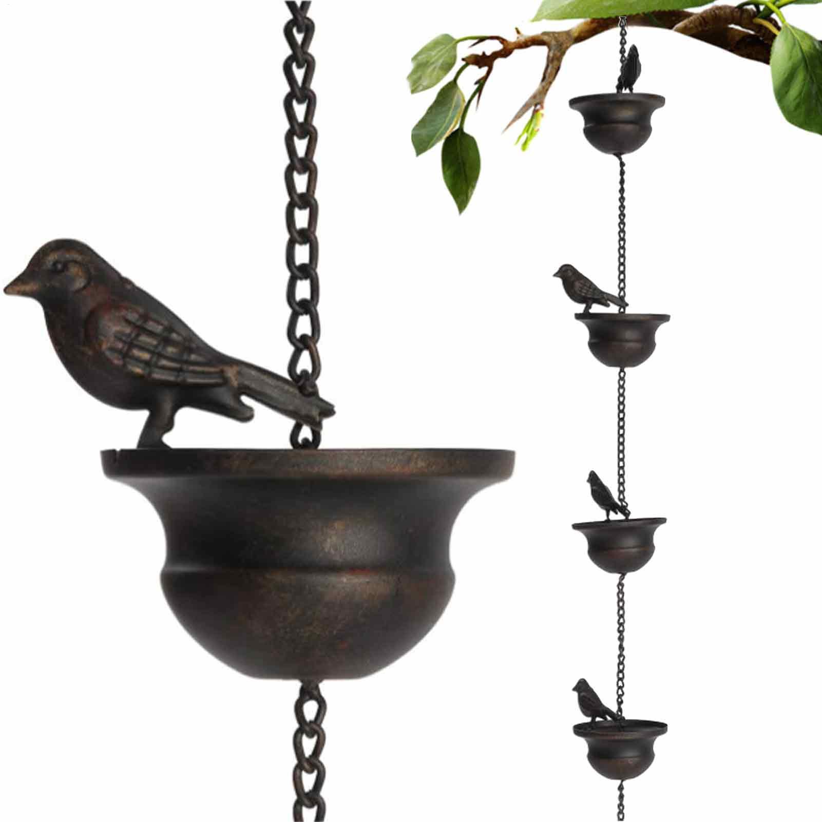 

Mobile Birds on Cups Rain Chain Rain Catcher For Gutter Roof Decoration Metal Drainage Rain Chain Downspout Tool CN