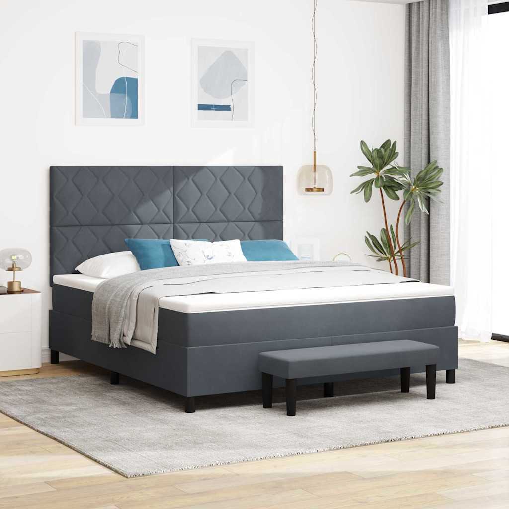 Boxspring Bed with Headboard Dark Grey 200 x 180 cm Velvet