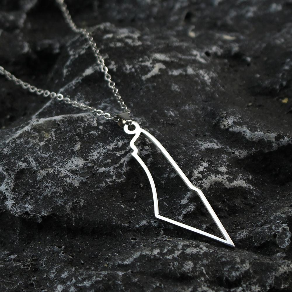 Jewish Israel Country Map Stainless Steel Gold Color Pendant Necklace For Men Women Arabic Choker Chain Amulet Jewelry Gift