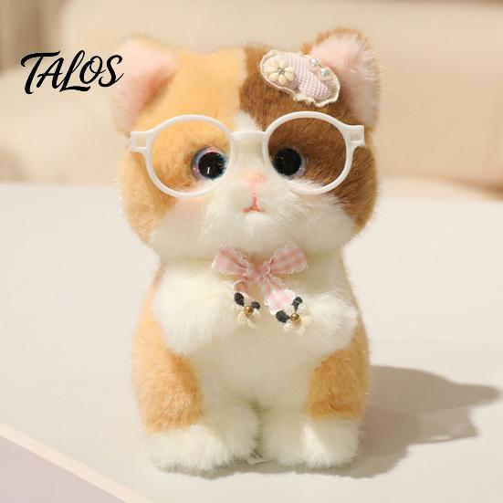 Soft Stuffed Animal Keychain Cute Plush Kitten Pendant with Glasses And Tie, Plushie Gift for Girls Backpacks Keys, Decorative Hanging Kids
