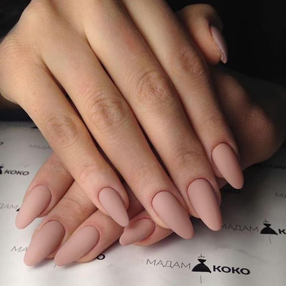 Waterproof Wearable Manicure Almond Fake Nails Pointed Head Matte style False Nail Full Cover Nail Tips Girl