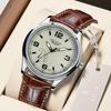 Men's Quartz Movement Clock Leather Strap Watch Number Wristwatch