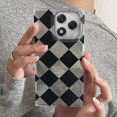 Black Checkered Grid Phone Case for Honor 400 200 90 Smart Pro Magic7 6 5 70 Lite X9a X9c X9b X8b X8a X8c X7c X7b X6c X6 Cover