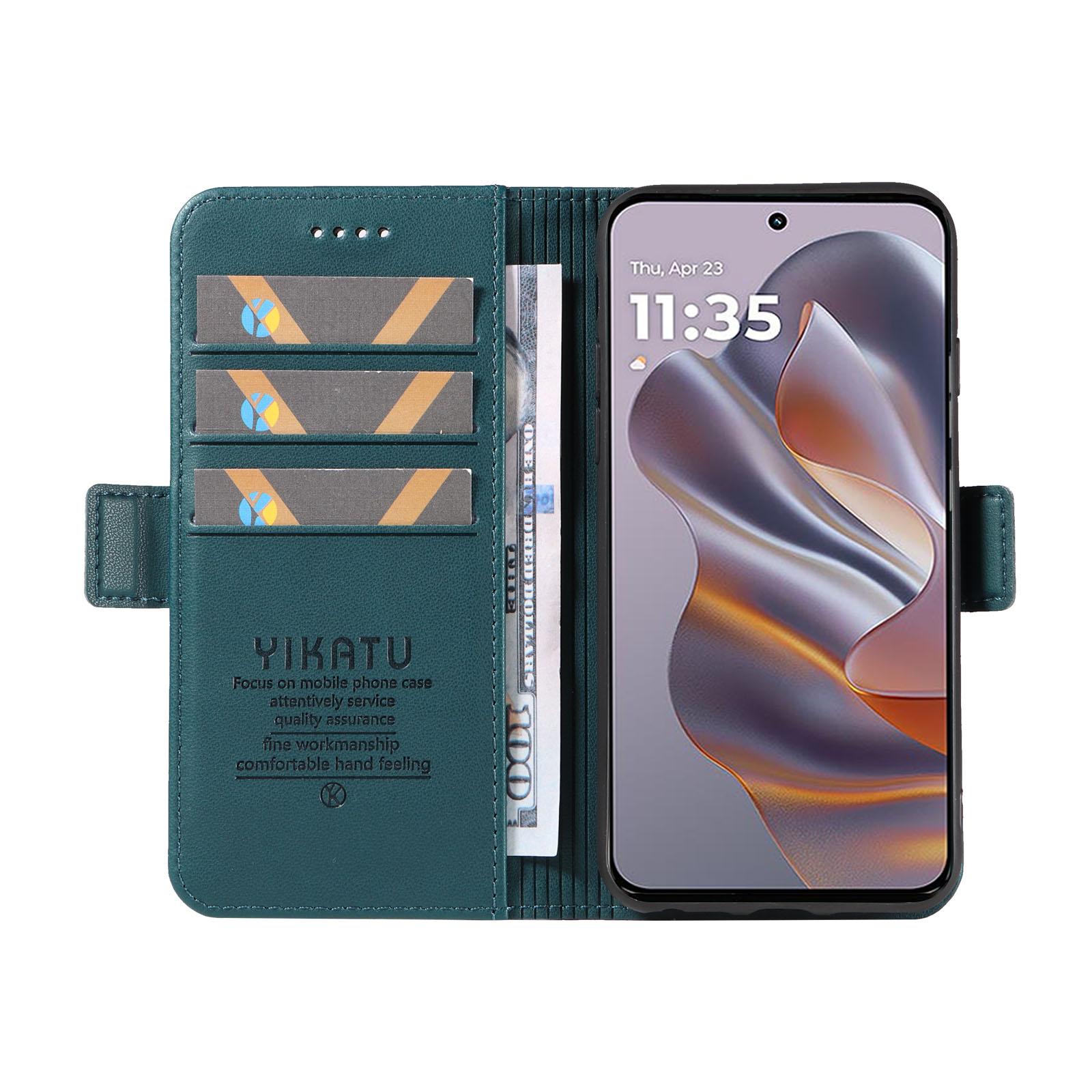 

YIKATU YK-003 For Motorola Edge 50 Neo 5G/Moto S50 5G/Thinkphone 25 5G Case Wallet Stand Leather Phone Cover Side Buckle Green