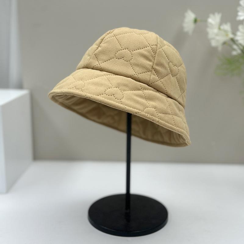 New small edge bucket hat women's autumn and winter face small face plain face cover silk cotton hat men's bucket hat basin hat