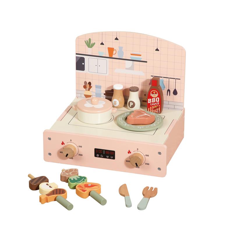 

Wooden BBQ Play Kitchen Set for Girls Ages 3-6