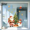 Christmas Tree Wall Art Cartoon Window Sticker Removable Santa Snowman Decal Waterproof Winter Party Supplies Static Cling PVC Sticker for