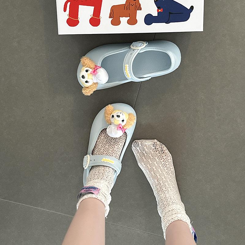 Roztomilé kreslené loutkové jednoslovné přezkové sandály dámská letní móda ležérní se sukní taškou hlavou boty jednoduché boty