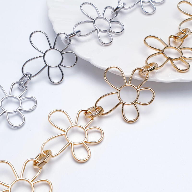 Line Flower Metal Chain Accessories 50cm