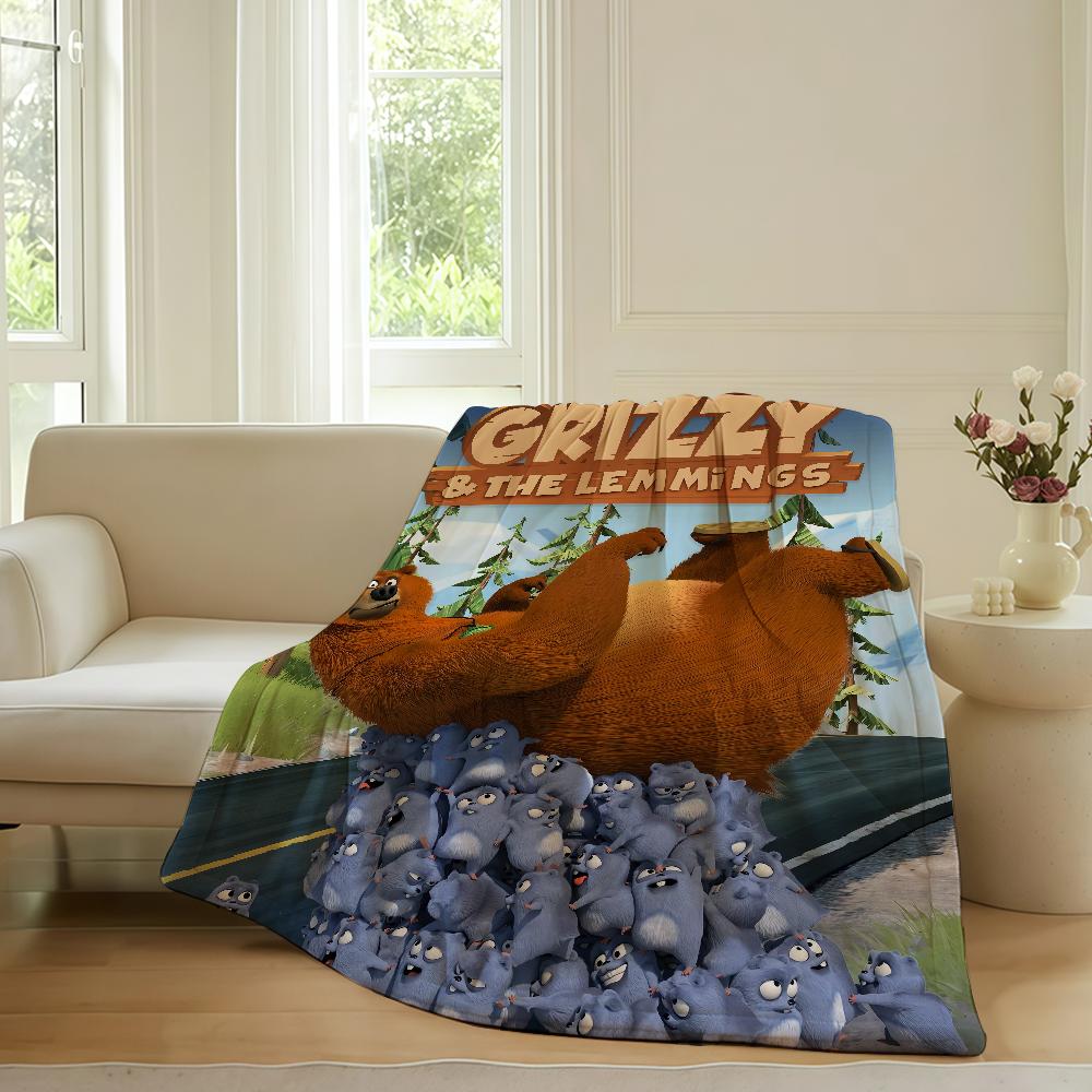 Funny G-Grizzy and The Lemmings Blanket Warm Soft Suitable For Bedroom Sofa Bed Living Room Office Travel Camping Gifts