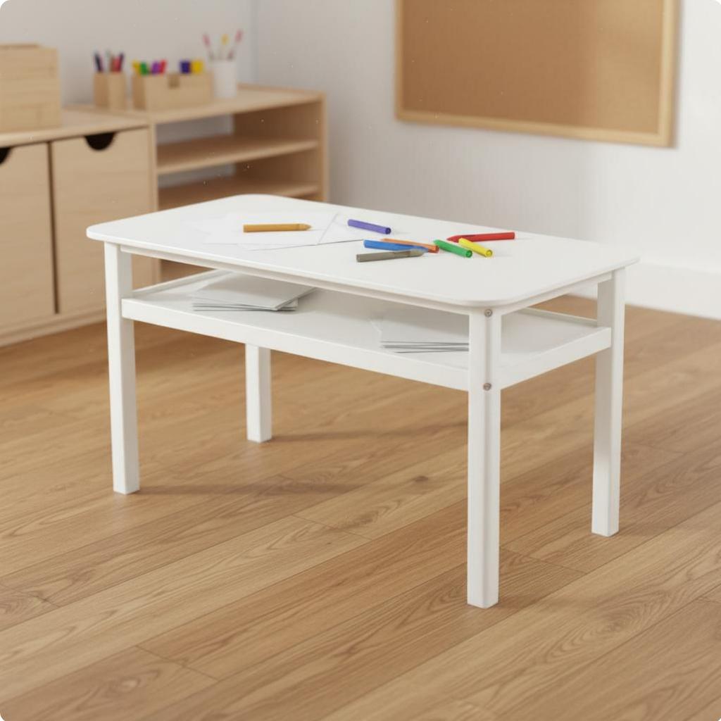 Hardwood Wood Kids Table and Chair Set Easy to Clean Kindergarten Classroom Table Wooden Craft Desk and Chair Set for Students