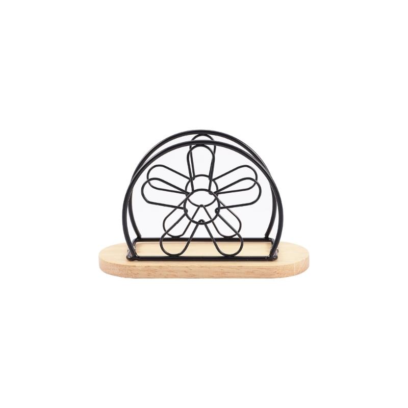 

Hotel Grade Iron Tissue Stand Paper Dispenser With Artistic Flower Designs Perfect For Enhancing Public Spaces чорний