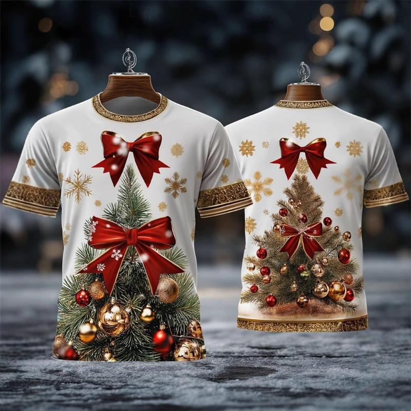 

Европейская и американская рождественская мужская рождественская одежда 3D футболка Дерево Снежинка Модная повседневная 3D футболка с принтом 2XL