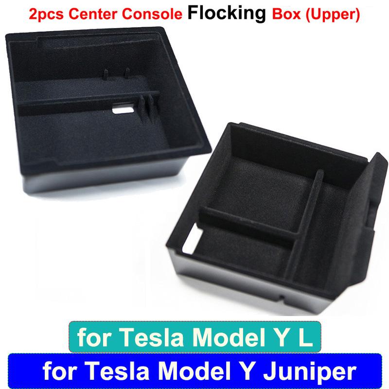 for Tesla Model Y L 2026 Accessories Flocking Center Console Organizer Storage Box YL Juniper Car Cup Mat Armrest Box Organizers