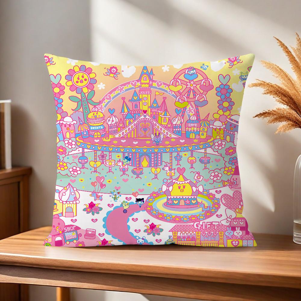 Cute Cushion Cover Comfortable Soft Pillow Case for Sofa Living Room Home Office Decor and t-Tamagotchi Protective Covers