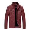Men's Trendy Leather Stand Collar Motorcycle Jacket for Autumn and Winter