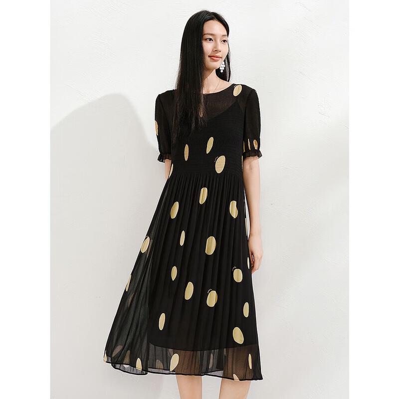 JUZI ANNACAU Elegantes Zweiteiliges Kleid Set mit Polka Dots aus Kunstseide