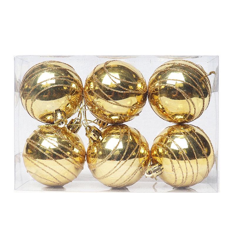 Popular Hand-Painted Striped Christmas Ball Ornaments: 6cm Electroplated Plastic, Set of 6