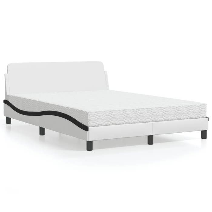 VidaXL Bed with Mattress White and Black 140x200 Cm Faux Leather 3208423
