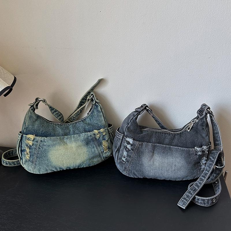New Cool Denim Zipper Sewing Tote Bags 2026 High Quality Large Capacity Ladies Bags Summer Commute Versatile Crossbody Bags