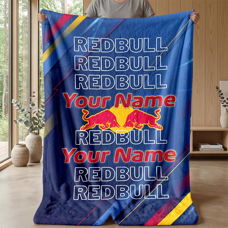 Red Bull Racing Individuelle Flanell-Kuscheldecke Drucken Sie Ihren Namen Text Weiche Warme Decke Weihnachtsgeschenk