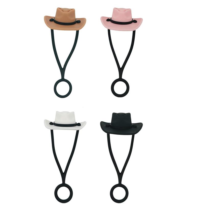 

M-Modern-4 Pack Silicone Cowboy Hat Straw Covers Cap Compatible With Cup 30 40 Oz, Cute Funny Tumbler Straw Topper Easy Install