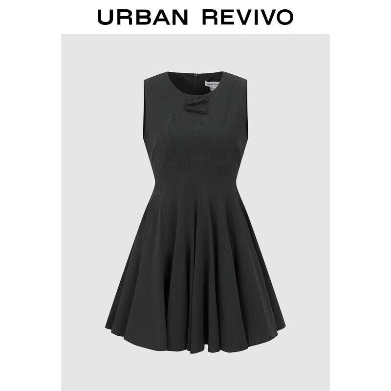 UR2026 Women s Bow Belted Sleeveless Mini Dress M