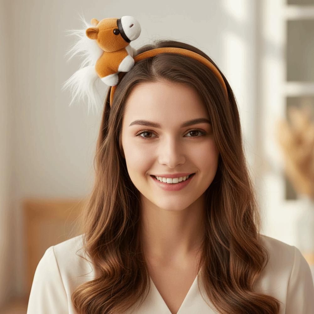 Cartoon Horse Hair Hoop Pony Headpiece Sweet New Year Headband Women