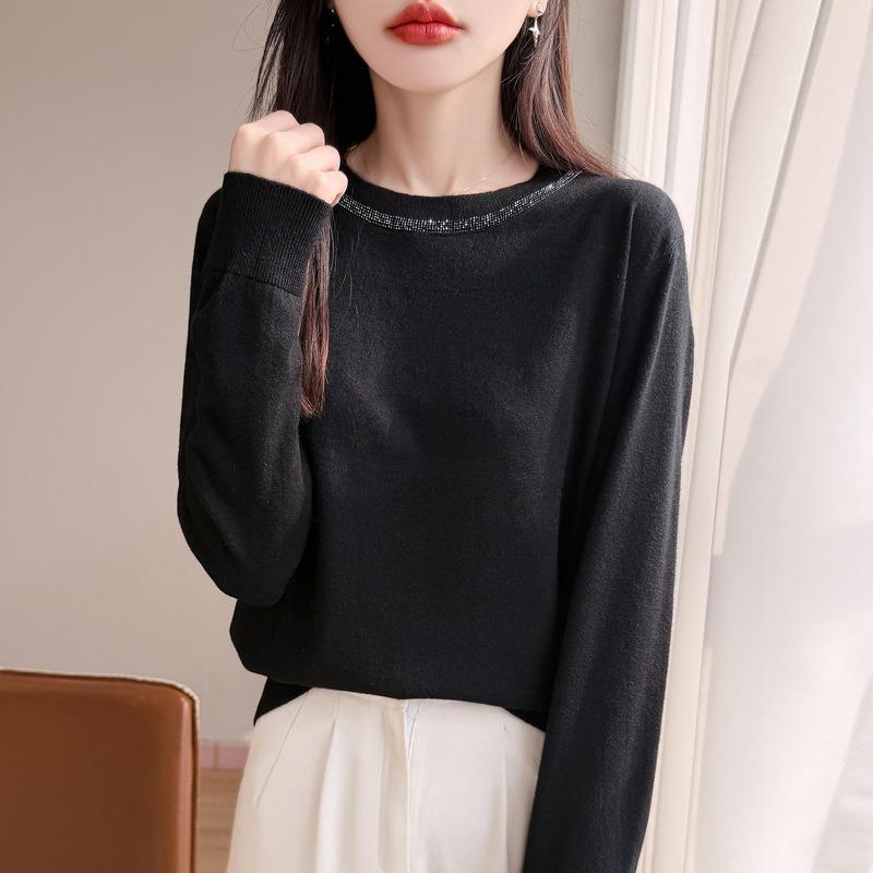Women S Long Sleeve Crew Neck Knit Sweater Loose Solid Color Pullover Top