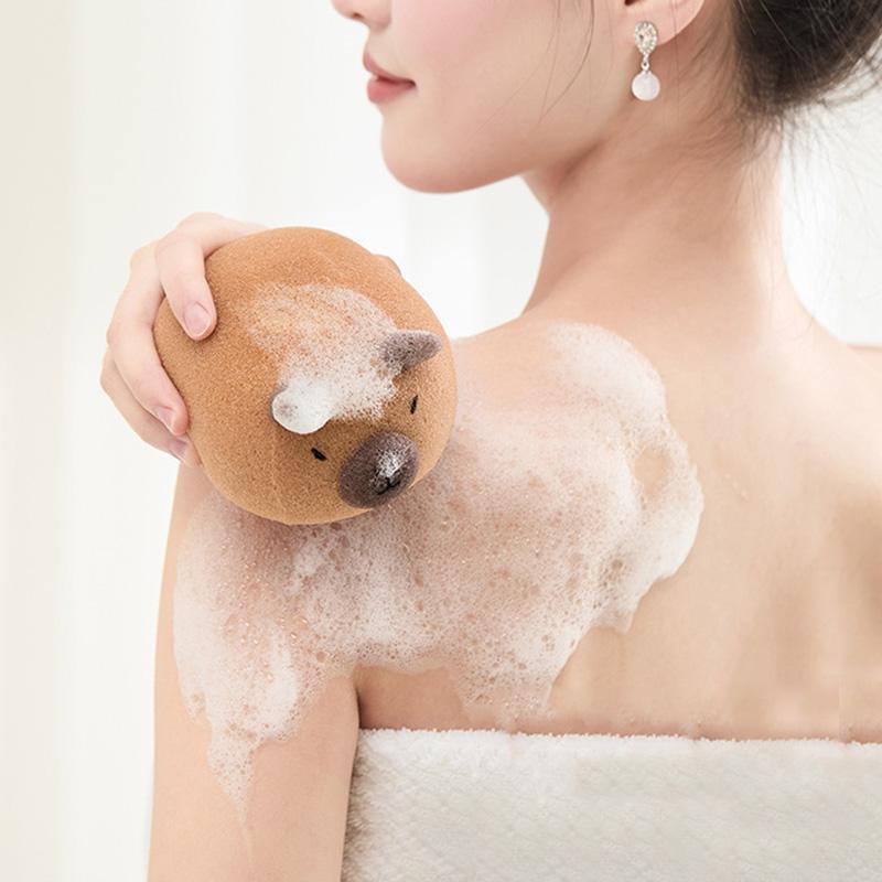 Cute Bath Ball Sponge Cleaning Brushes Cartoon Animal Bubble Sponges Ball Easy Foaming Massage Ball Scrubber For Kids Shower