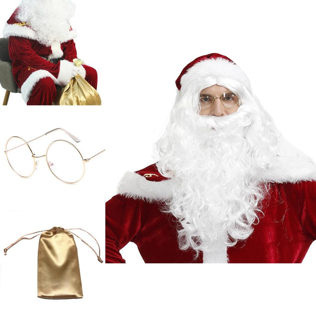 Lussuoso Costume da Babbo Natale in Velluto per Celebrazioni Natalizie e Feste Cosplay