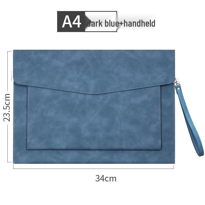 Large Capacity Leather A4 Conference File and Receipt Bag