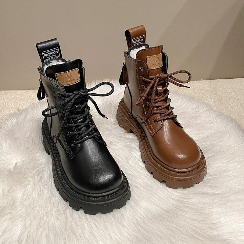 Northeast Cold Resistant Cotton Boots Women's Fur Integrated Genuine Leather Wool Snow Boots Thick Soled and Plush Thick Warm Martin Boots