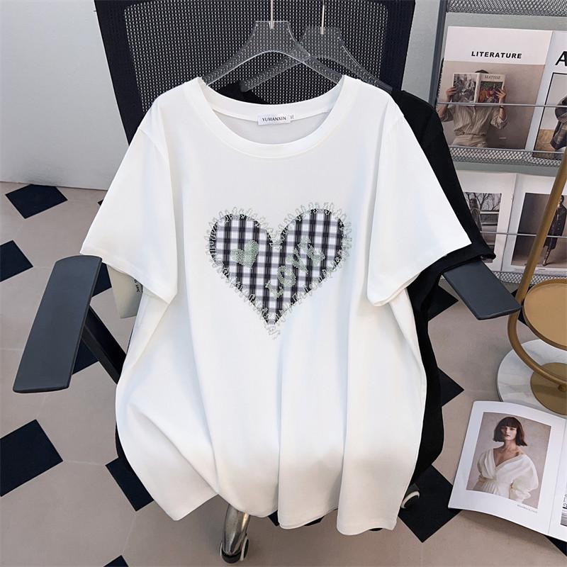 Plus Size Loose-Fit Mid-Length Short-Sleeve Women s Round Neck T-Shirt 4XL