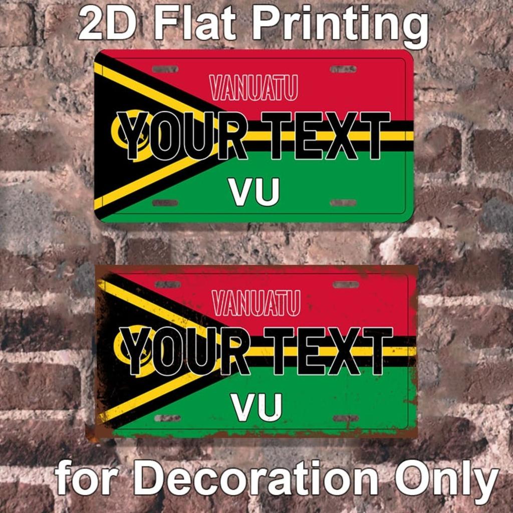 Customizable 2D Vanuatu Aluminum Sign Personalized Text Metal Wall Art Decor