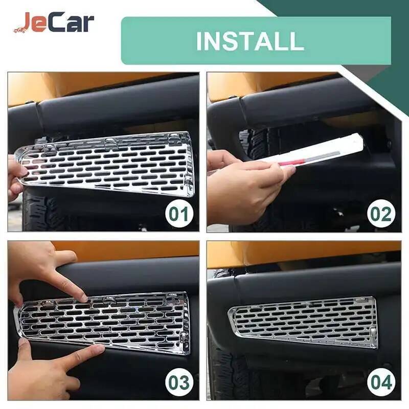 JeCar Car Front Bumper Racing Grill Insert Grille Trim ABS Sticker Cover For Ford Bronco 2021 UP Car Exterior Accessories