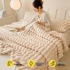 2024 Luxury Solid Color Rabbit Plush Ribbed Blanket