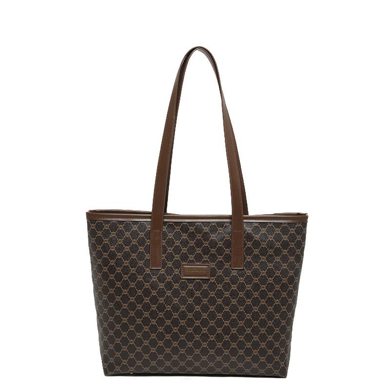 Элегантная женская сумка-тоут в городском стиле 2024 Лето Универсальная сумка-тоут с принтом коричневый